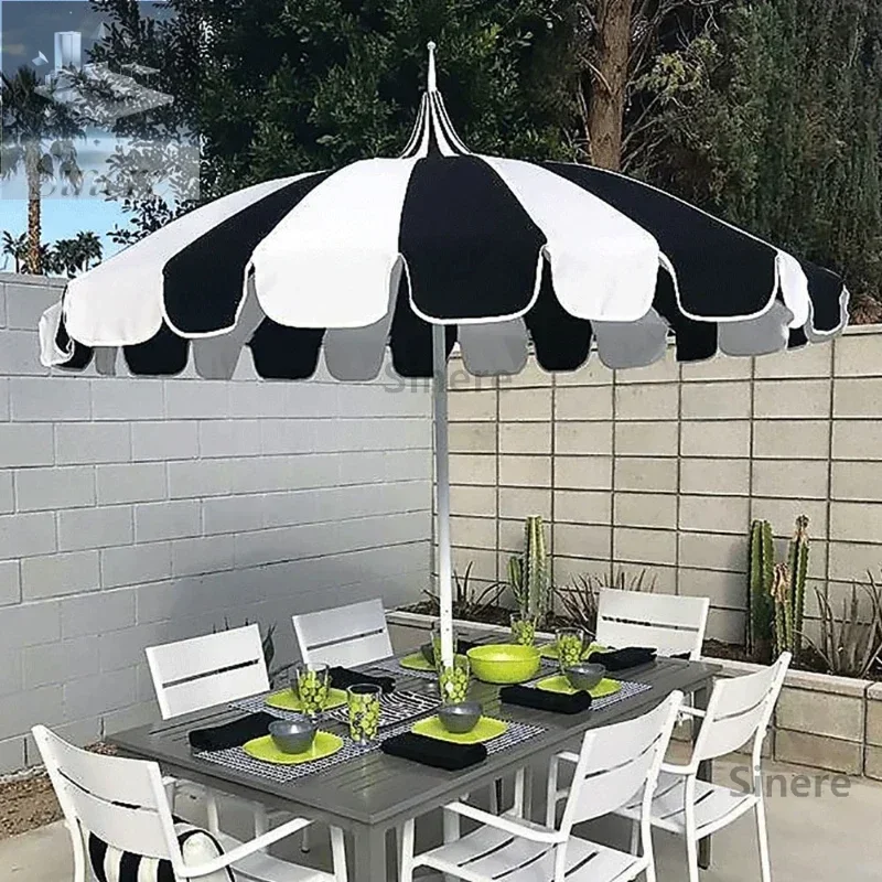 

Parasol Outdoor Windproof 2m Large 8 Bone Aluminum Rod Luxury Garden Pagoda Tassel Beach Umbrella
