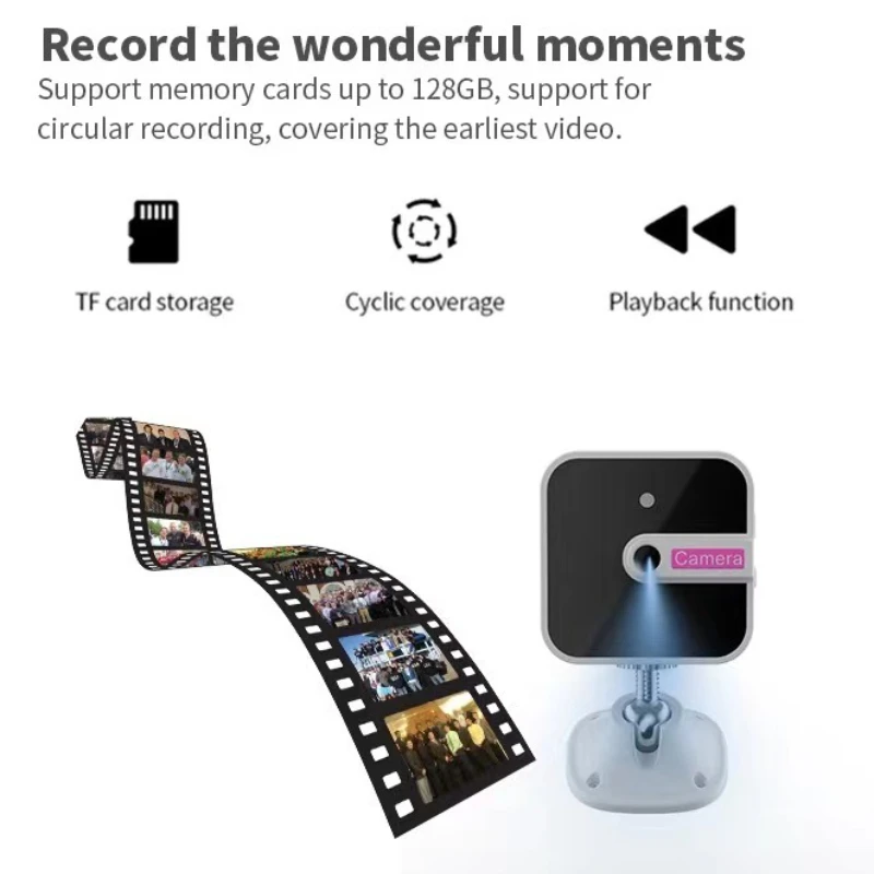 Câmera de vigilância wi-fi, gravador de cartão de vídeo de segurança, webcam, visão noturna infravermelha, áudio bidirecional, monitor de bebê, mini câmera sem fio