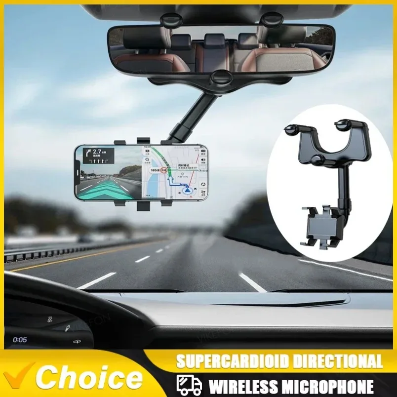 Rearview Mirror 360 Rotation Phone Holder Car Phone Mount Stable Gripper Smartphone Navigation Bracket For iPhone Samsung Xiaomi