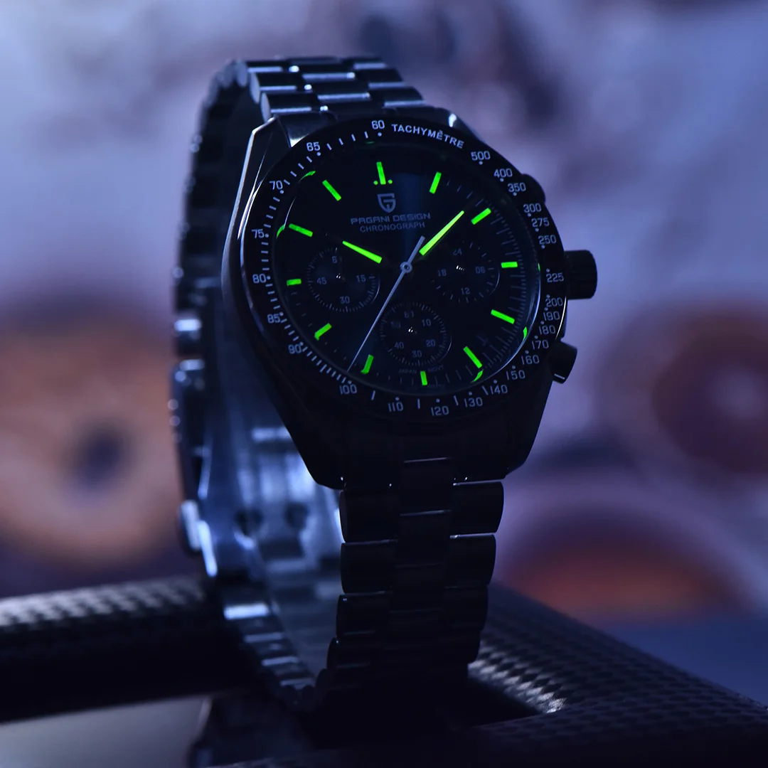 PAGANI DESIGN Watch Moon Retro Quartz Stainless Steel Luminous Sport Chronograph Man thumbnail 4
