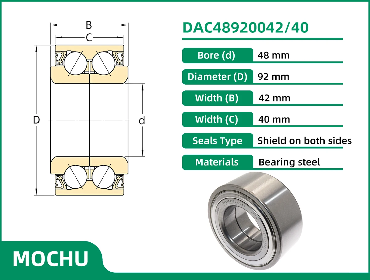 MOCHU DAC48920042/40 48x92x42x40 Front Wheel Hub Bearing For BYD E6