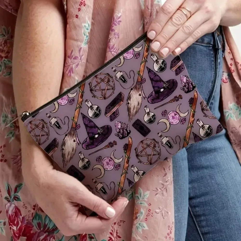 New Trendy Zipper Pouch Nature Moon Phase Simple Modern Cosmetic Bag Durable Storage Bag Gift