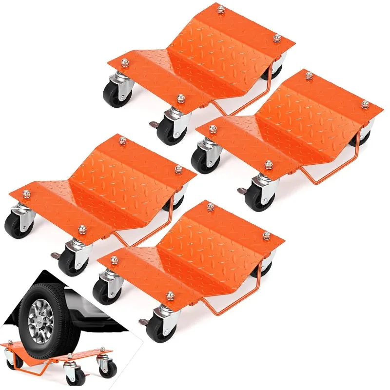 

Car Dolly Set of 4, Car Wheel Dolly with Security Lock, 6000 LBS Capacity Wheel Dolly Set of 4, Car Dollies with Wheels, Wheel D