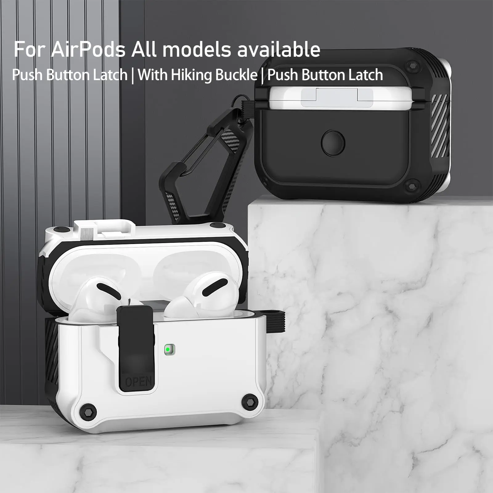 حافظة لجهاز AirPods 4 مع مجموعة تنظيف ومفتاح من ألياف الكربون بتصميم قفل آمن لعلبة شحن Airpods 4 الجديدة