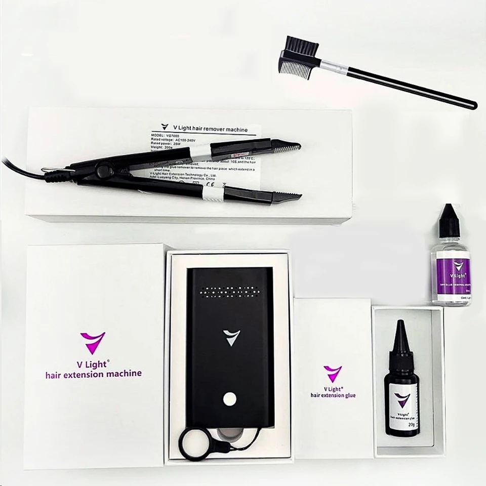 Advanced V Light Hair Extensions Kit Tape-In Extensions with High-Tech UV Machine and Glue for Quality Salon Use Seamless hair