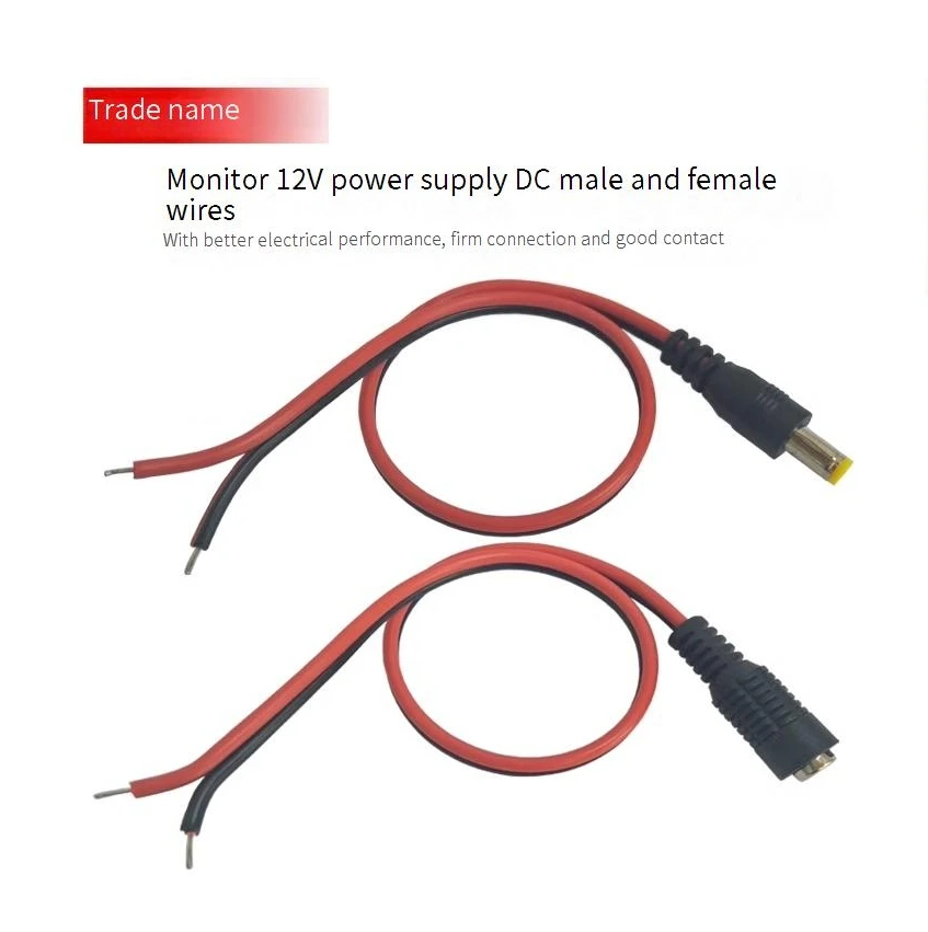 5szt 10szt 5.5x2.1mm Męska wtyczka żeńska 12V DC Power Pigtail Cable Jack do CCTV ipc Camera Connector Tail Extension 24V DC Wire