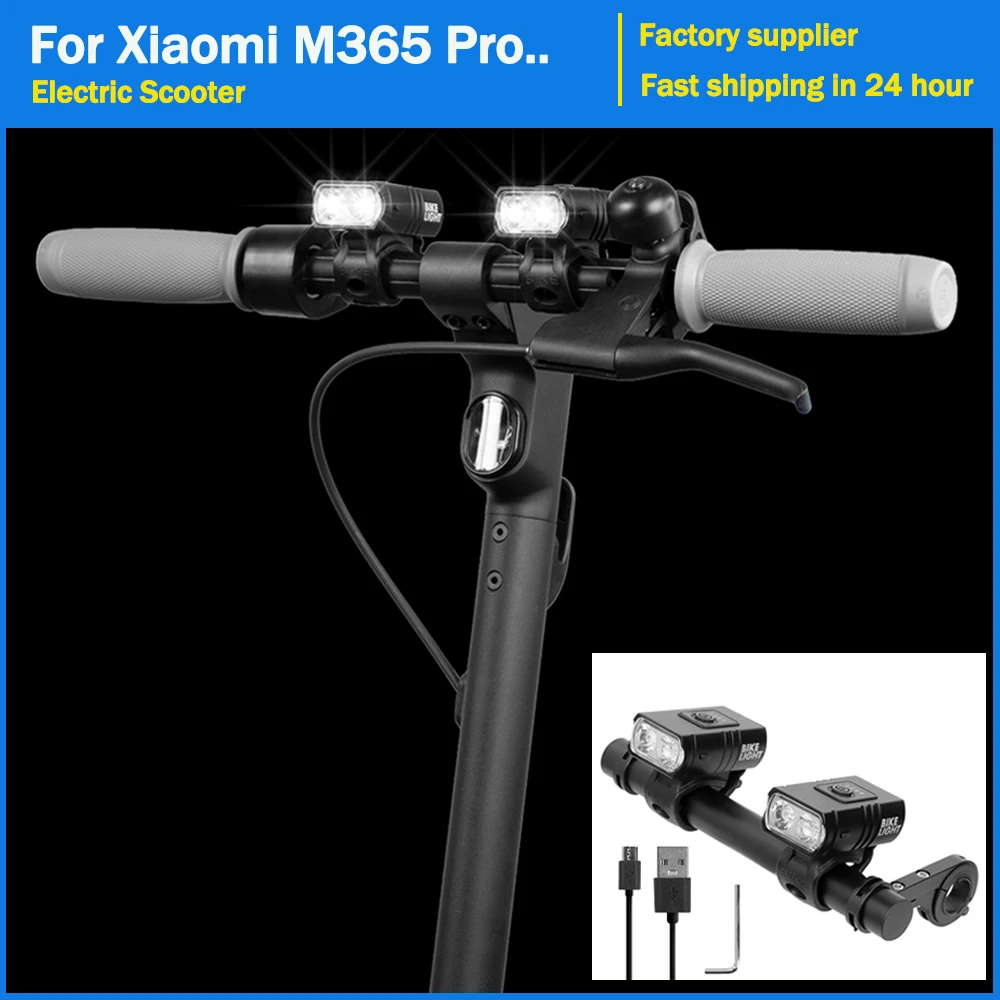 

Передняя фара для Xiaomi M365 Pro 1S Mi3, фонарь для электрического скутера, зарядка через USB, головная лампа, водонепроницаемые детали для фонарика