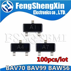 100pcs BAV70 A4 BAV99 A7 BAW56 A1 SOT-23 Diodi