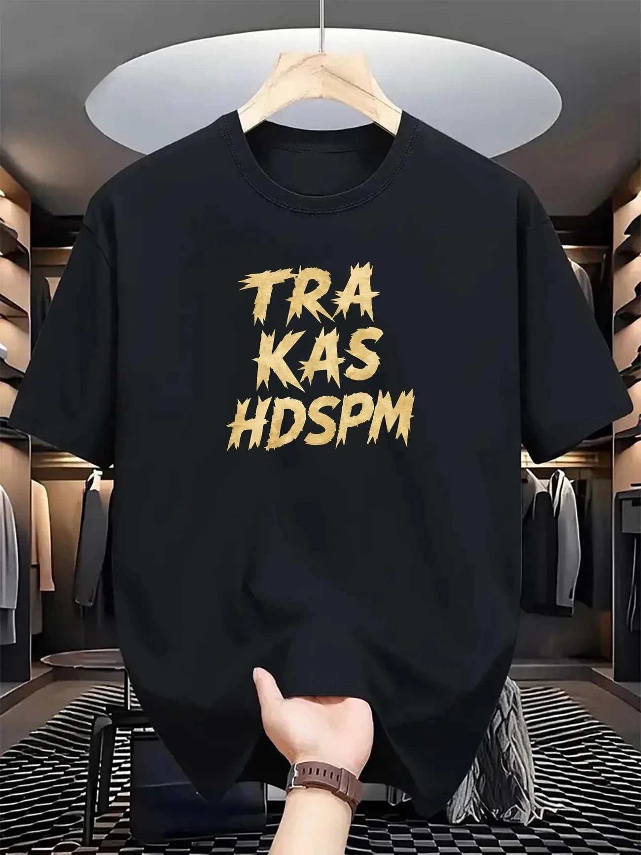 

2025 Summer New Men 100% Cotton Round Neck Short Sleeve Letter Printed Casual Breathable Top Outdoor Sports Fitness T-shirt