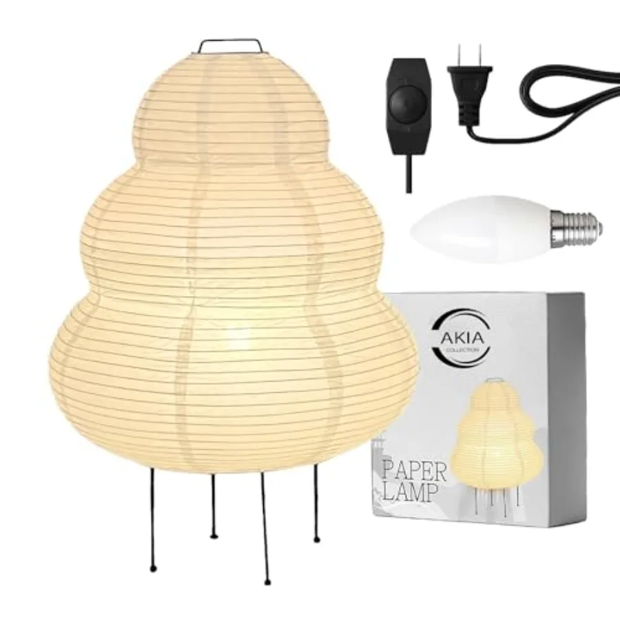 

Japanese Rice Paper Lamp Noguchi Style Lantern Dimmable Floor Lamp with Washi Paper Shade Bulb Included Japandi Bedside and Des