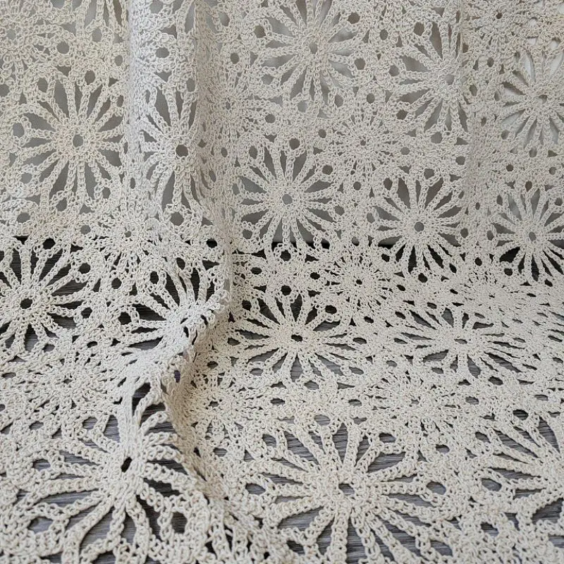 Tissu en dentelle pour jupe en coton pour femme, tissu creux, motif carré, vêtements de bricolage, littérature, été, ins