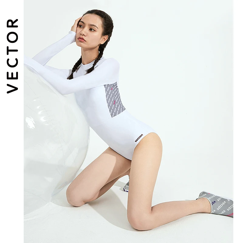 Summer Print Zipper One Piece Swimsuit Closed Long Sleeve Swimwear Sports Surfing Women\'s Swimming Bathing Suit Beach Bather