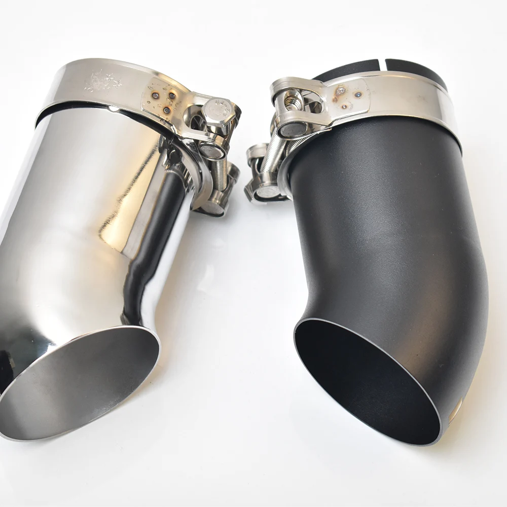 1 Piece Car Matt Black Exhaust  3 Inch  Muffler End Tip Silver 45 Degree Bending for 76MM Pipe