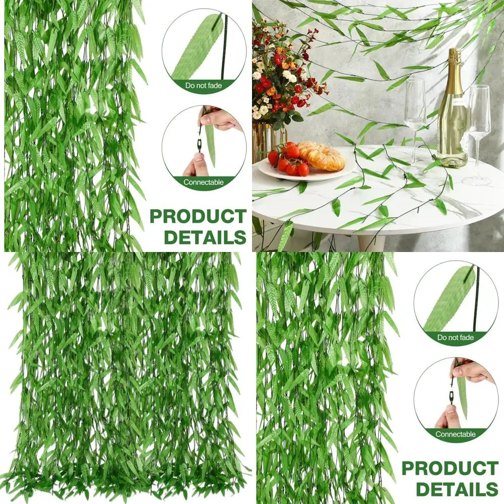 

1800 Feet 300-Piece Artificial Willow Leaf Vines for Wall, Balcony, Garden, Wedding, and Party Decor