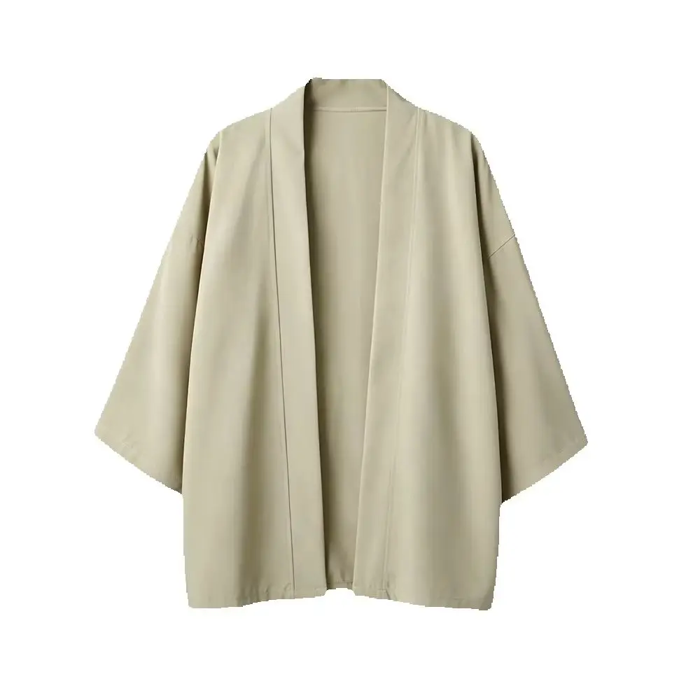 Short Kimono Cardigan Open Front Haori Jacket Loose 3/4 Wide Sleeve Unisex Cosplay Costume 15 Colors Available