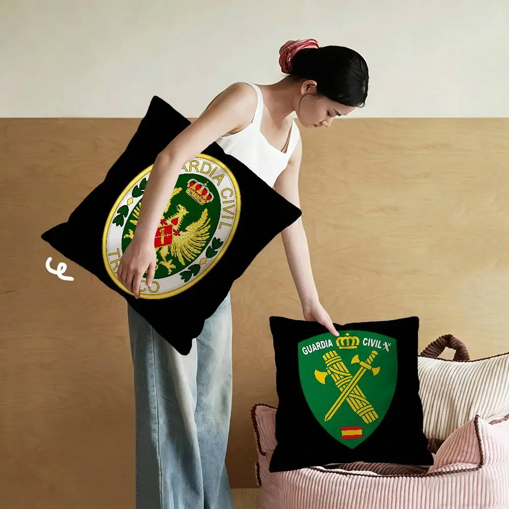 S-Spanish C-Civil G-Guard Office Cushion Pillowcase Car Cushion Cover45X45CM Lumbar Pillowcase Sofa Pillowcover