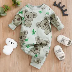 0-18M spring and fall baby one-piece long-sleeved newborn romper Cute cartoon animal-Koala print clothing cotton baby clothing