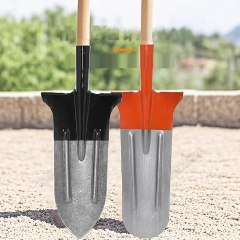 مجرفة مدببة كبيرة جميع الصلب المنغنيز الصلب سميكة جولة رئيس مجرفة لحفر الأشجار حفرة عميقة حديقة أداة مجرفة إزالة الأعشاب الضارة