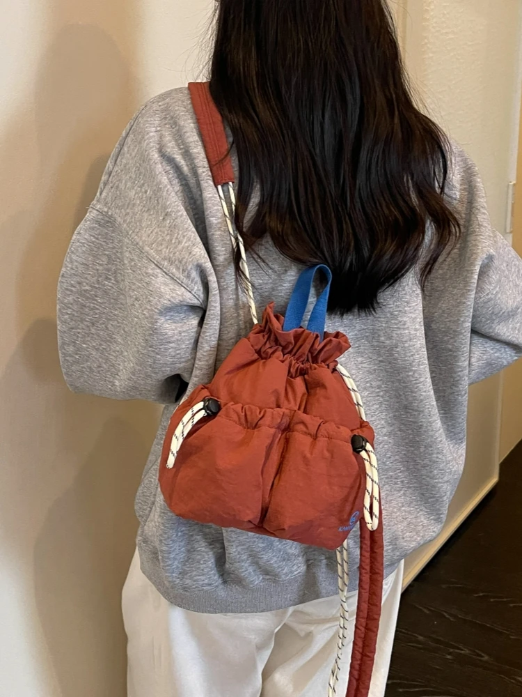  Drawstring Casual Sports Backpack Lightweight Commuter Travel Bag Unisex Versatile Soft Polyester Material 22x10x23cm