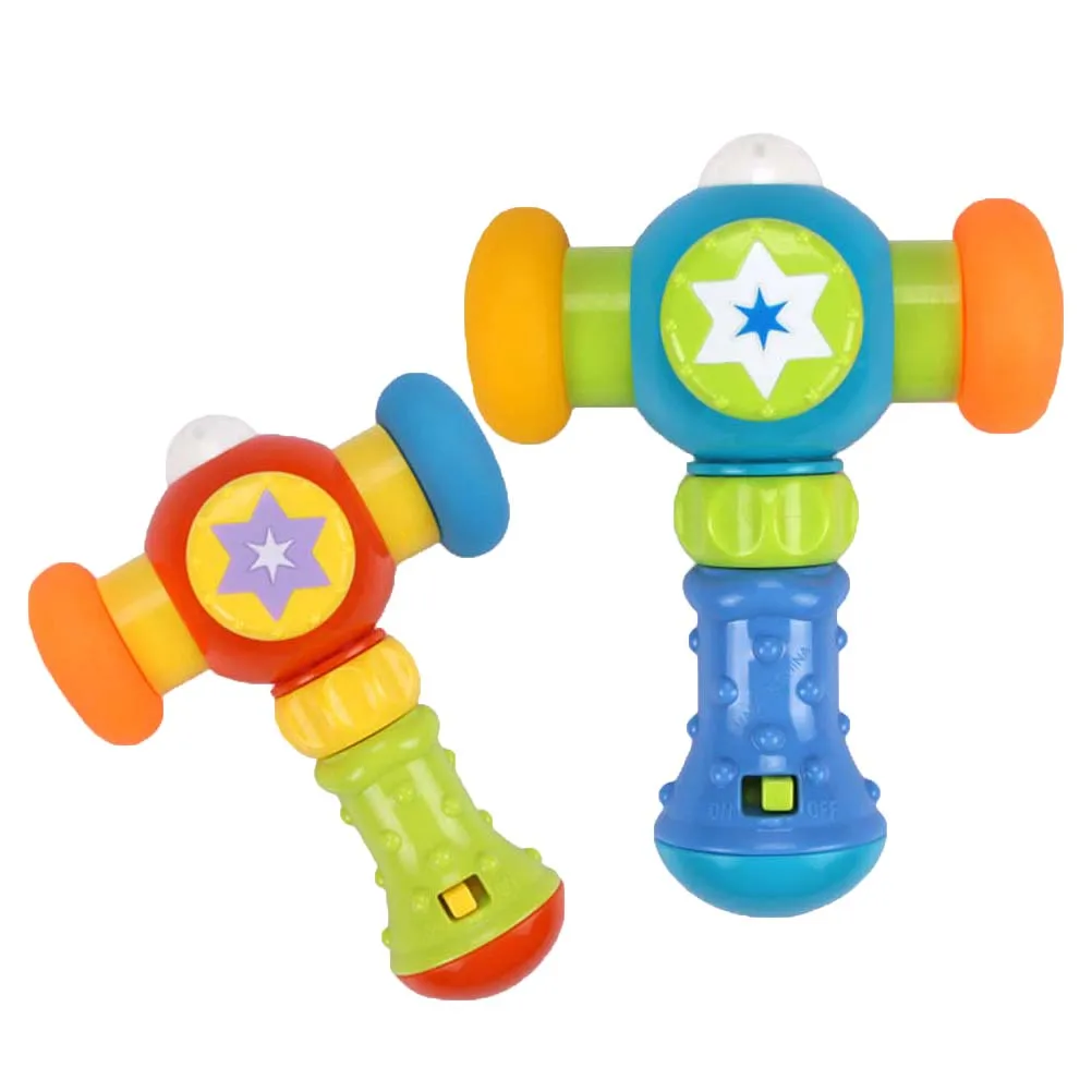 

Plastic Hammer Toy Sensory Stimulation Baby Grabbing Development Safe Rubber Head Toddler Hammer Sound Light Pounding
