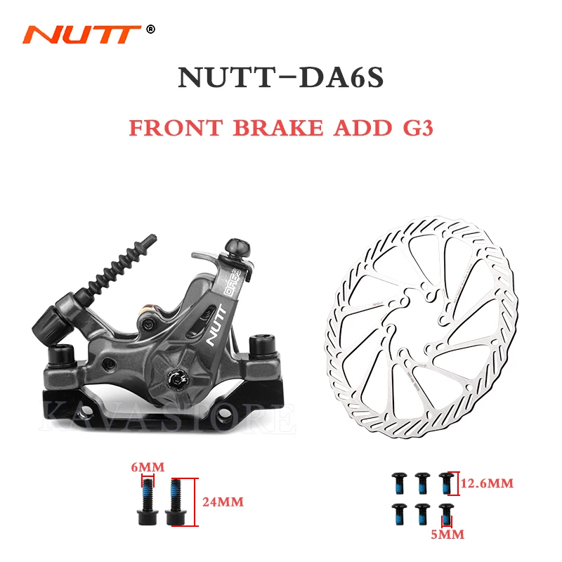 NUTT DA6S Mountain Bike Dual Piston Drive Disc Brake Caliper 160mm Rotor Mechanical Line Pull Disc Brake Scooter Bicycle Parts