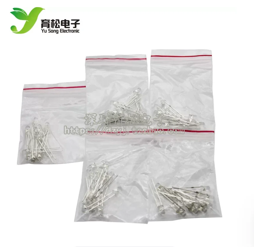 5 Colour * 10pcs=50pcs F3 Red White Green Blue Yellow Assorted Kit Set Pack Assortment DIY 3MM Transparent Cove LED