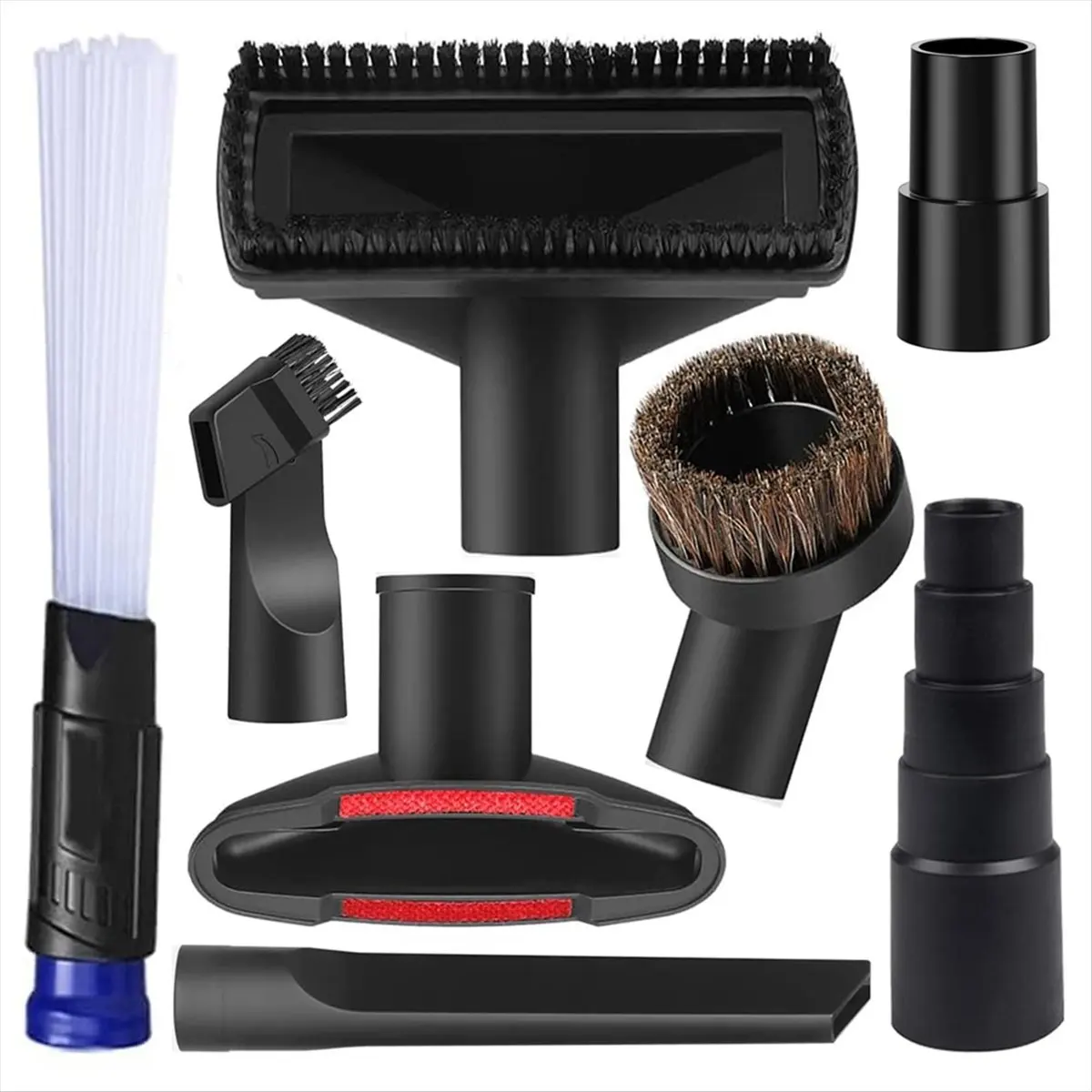 ABFS 8Pcs Universal Vacuum Attachment Kit Wet Dry Plastic Vacuum Hose Adapter 1-1/4inch Vacuum Cleaners Accessories