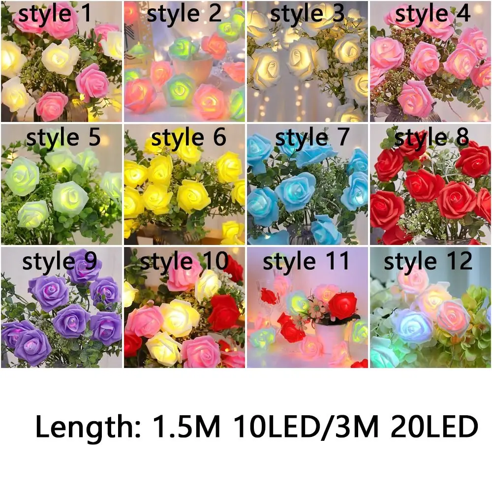 رومانسية LED روز سلسلة أضواء الدافئة الأبيض 1.5/3 متر مقلد الزهور أضواء زهرة جارلاند 10/20 LED أضواء زهرة الورد