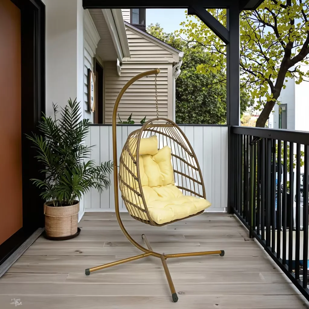 

Outdoor Patio Garden Balcony Park Furniture Foldable Portable Durable Rattan Hanging Swing Chair Hammock Egg Chair