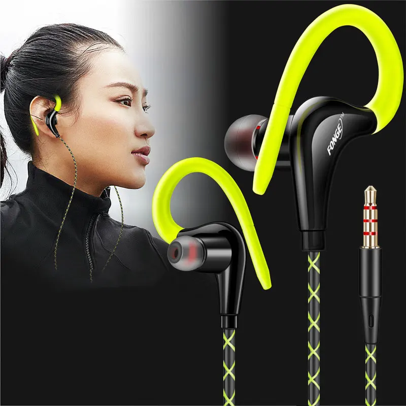 3.5mm Ear hanging Sport earphone 1.25m ear hook Wired Headphone For iPhone smartphone In-Ear Waterproof Headsets With Microphone