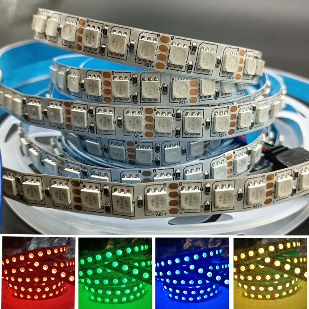 5M/Roll LED Light Strip 5054 120LED/M12VRGB White Red Green Blu Flexible Light For Room Decoration TV Backlight Diode Strip