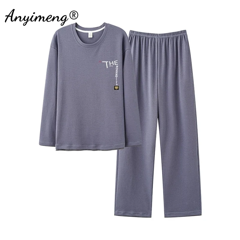 New Autumn Winter Cotton Pajamas for Men Long Sleeves Long Pants Soft Pajama Plus Size L-3XL Pyjamas Fashion Man Sleepwear