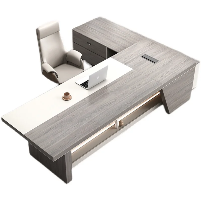 

Light luxury boss table, boss desk, simple modern chairperson's office furniture, special-shaped creative general manager's plat