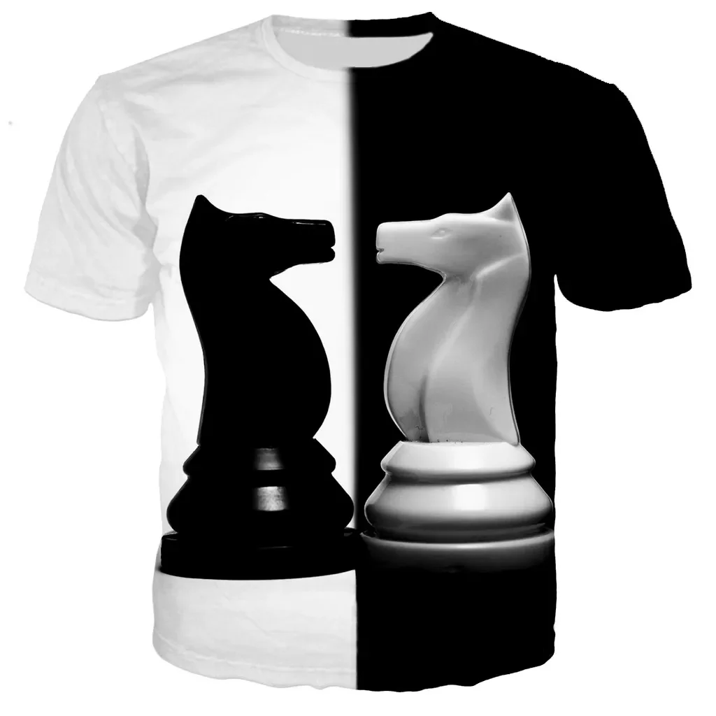 

Fashion Chess T-shirt Card Activity Clothing Plus Size 3D Printing T-shirt International Chess Round Neck Tops