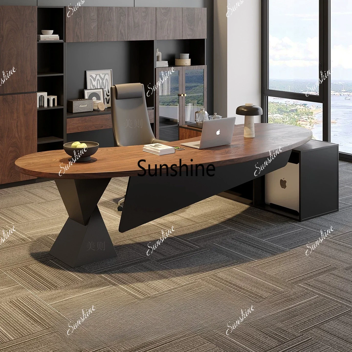 

Solid wood office furniture oval president manager computer desk