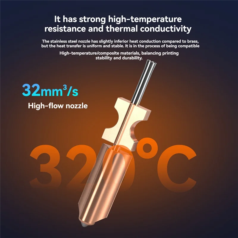 AT93-For Flashforge AD5X Upgraded 0.4Mm Stainless Steel Hotend Nofzzle 3D Printer Parts Accessory Set