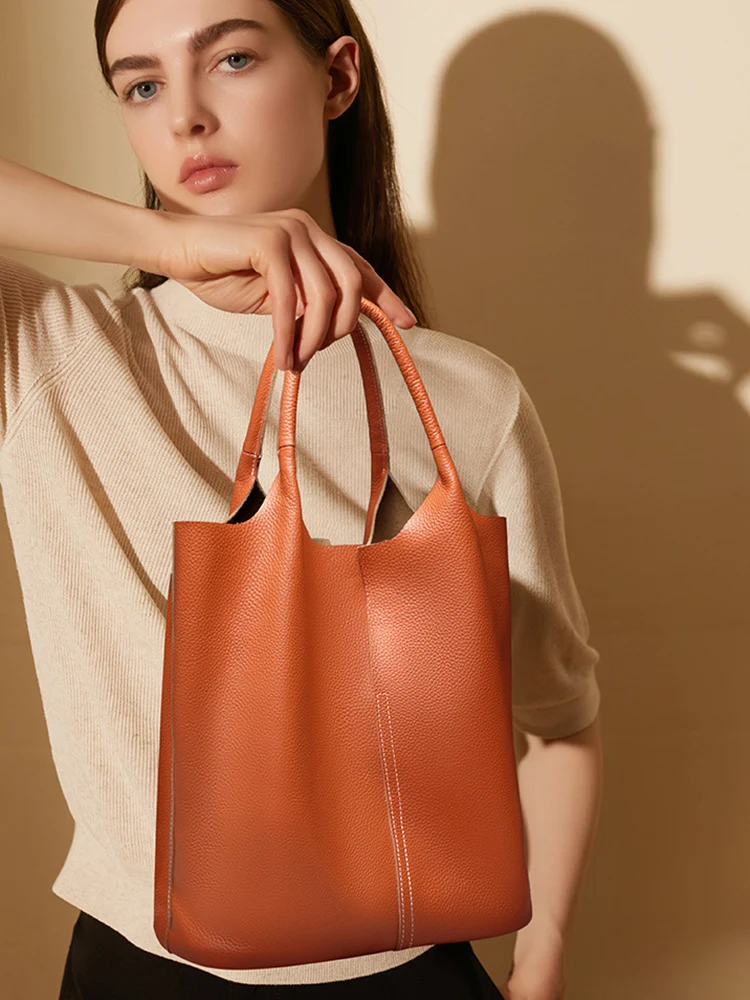 

Zency Soft Genuine Leather Women's Tote Bag Handbag Large Capacity Shopper Composite Bags Top Handle