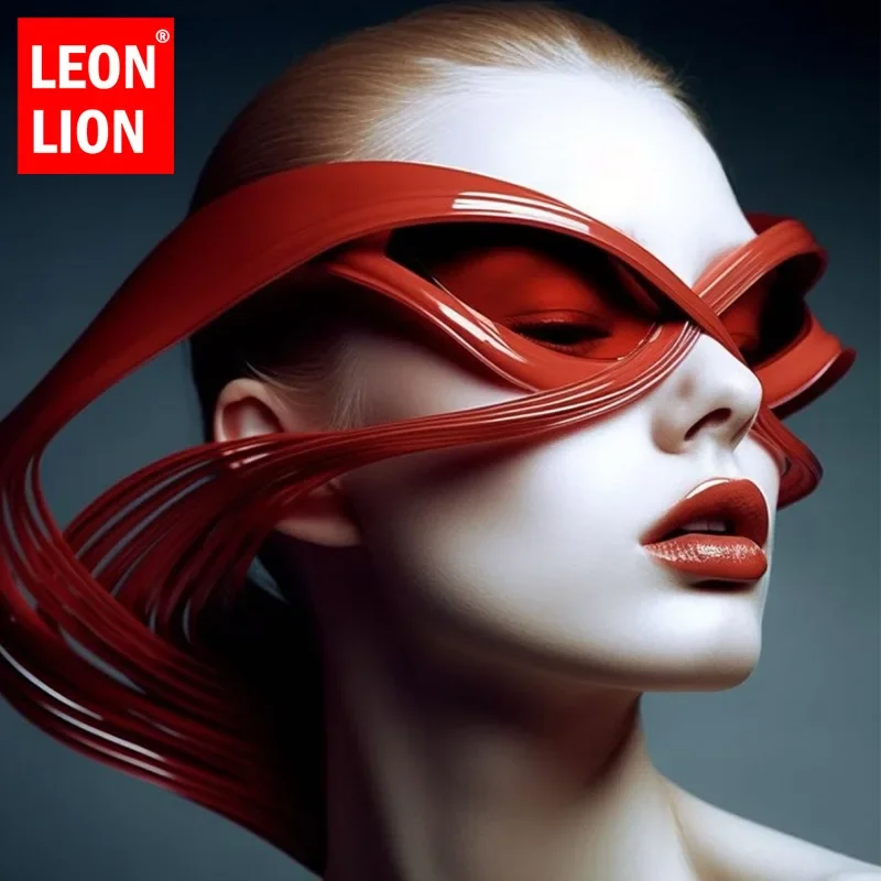 LeonLion Funny Cat Eye occhiali da sole donna oversize Retro occhiali donna Future Sense Punk Eyewear 2023 donna Lentes De Sol Hombre