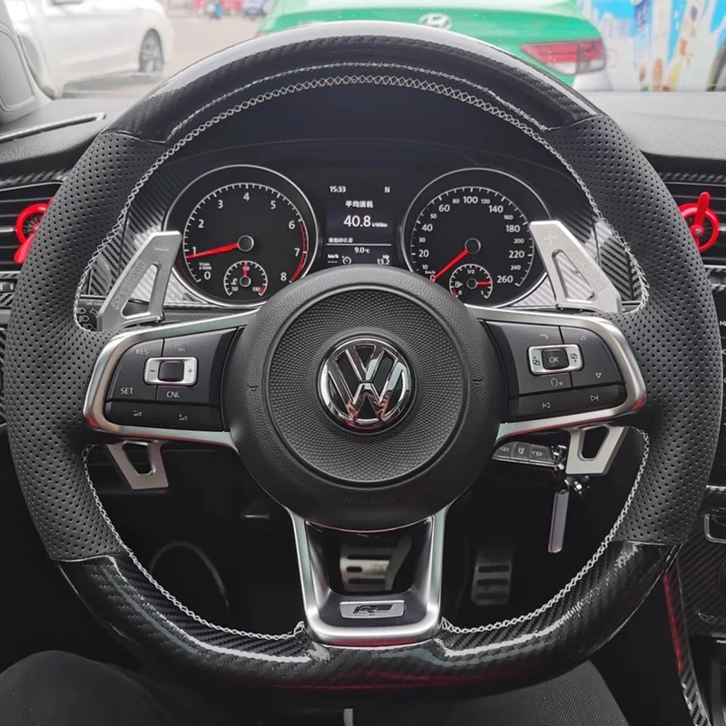 

For Volkswagen VW Golf R MK7 Golf 7 GTI VW Polo GTI Scirocco 2015 2016 Manual Sewing Car Steering Wheel Covers Genuine Leather