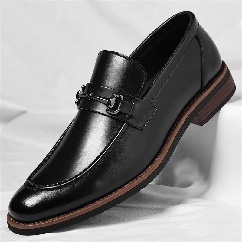 

High Quality Men Brand Business Casual Leather Shoes with British Style Fashionable Comfortable for Lazy To Step on Leather Shoe