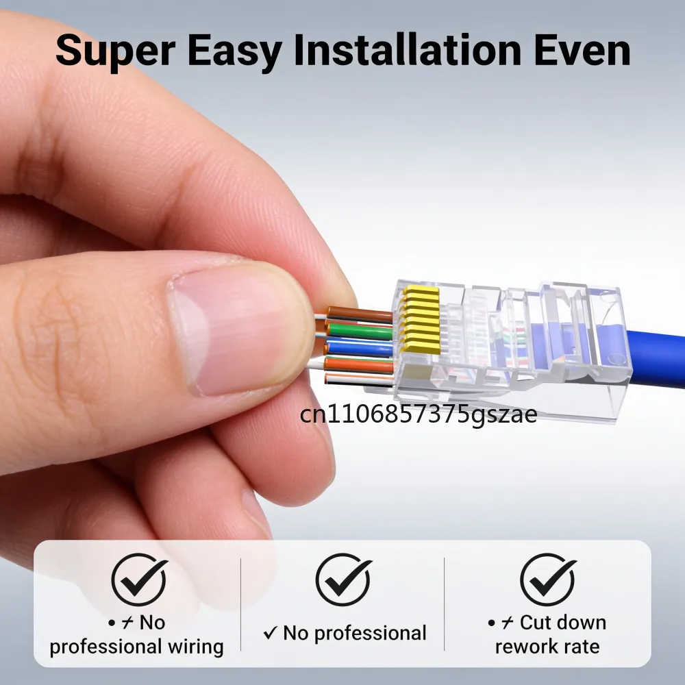 10/50/100PC CAT6E up and down Through-Hole Crystal Head RJ45 Connector Network Unshielded Double Row Perforated Crystal Head