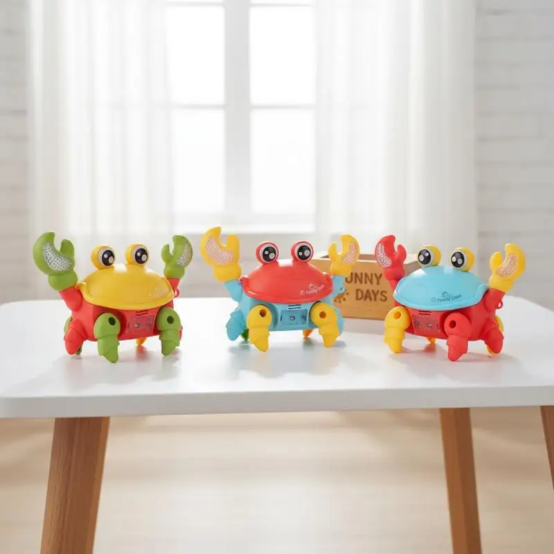 Electric Crawling Crab Toy with Sound Light Music Interactive Moving Toy Gift for Toddler Kids Learning Crawl