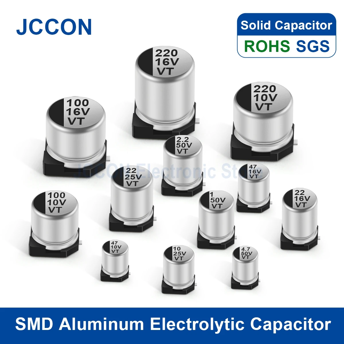 10Pcs Jccon Smd Aluminium Elektrolytische Condensator 6.3V 10V 16V 25V 35V 50V 100V 0.47Uf 1Uf 10Uf 22Uf 68Uf 100Uf 220Uf 470Uf 1000Uf