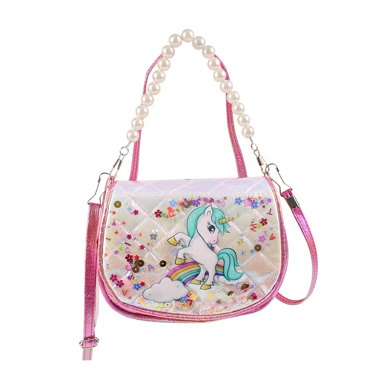 Kids Accessories Cartoon Children\'s Bags Cute Girl Shoulder Bag Fashionable Personalized Handheld Bag Unicorn Crossbody Bag