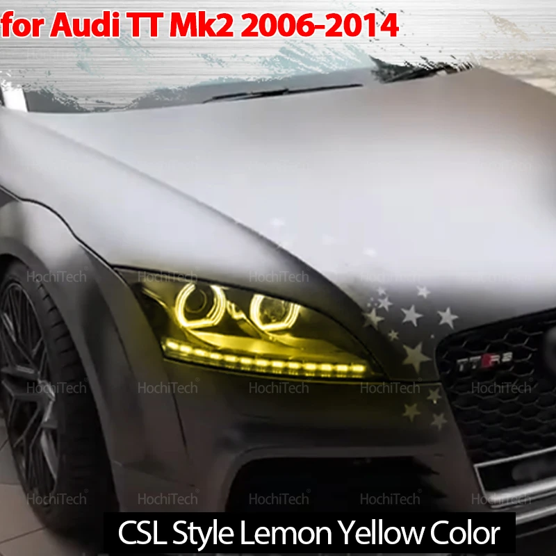 For AUDI TT Mk2 2006-2014 CS CSL Style Lemon Yellow Ring Angel Eyes LED Tuning Headlight Light Rings Accessories