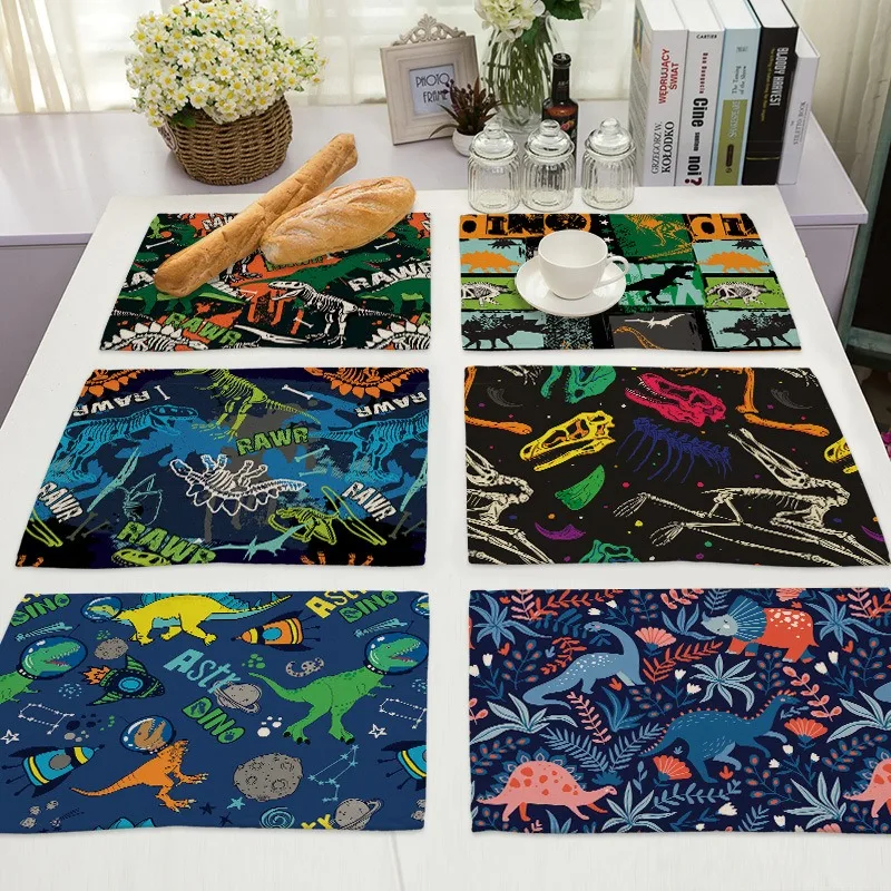 Cute Cartoon Dinosaur Place Mats Placemats for Children Kids Fabric Coaster Table Decoration Mat Kitchen Dining Place Mats Pads