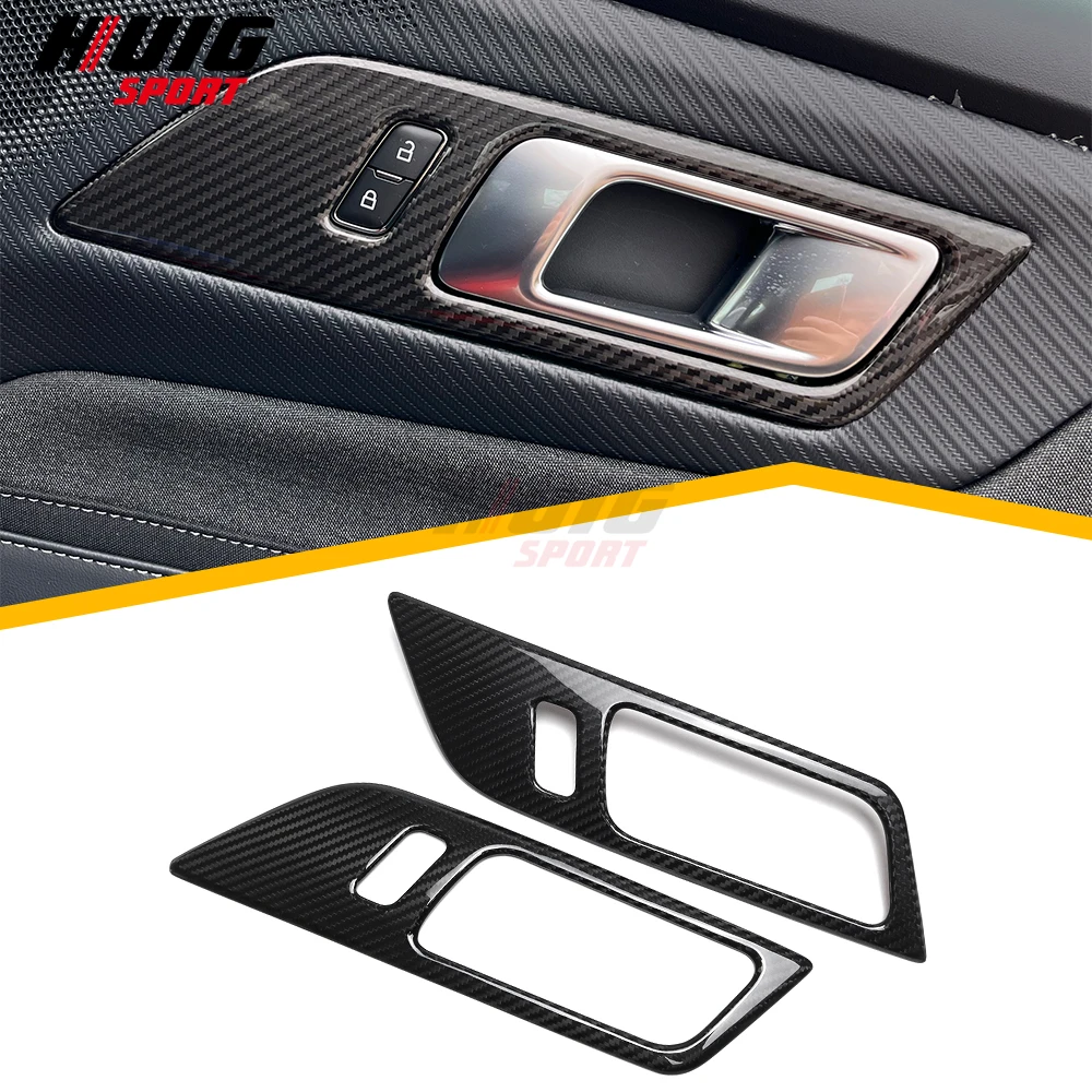 2PCS For Ford Mustang S650 GT Ecoboost Dark Horse 2024+ Carbon Car Inner Door Handle Side Window Panel  Cover Trim Accessories