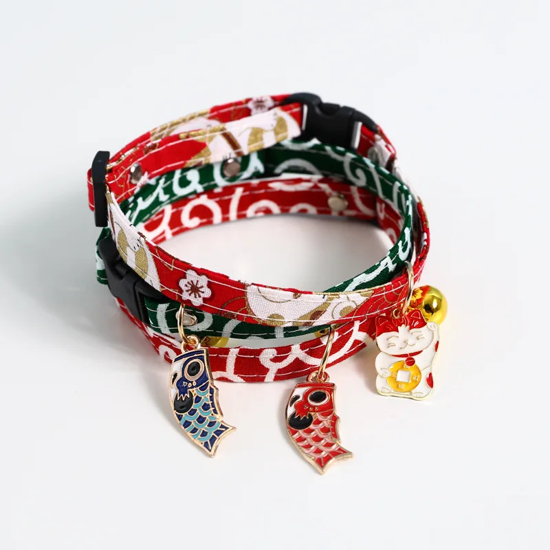 Adjustable Koi Bell Pendant Lucky Cat Collar Japanese Necklace Accessories Pet Supplies view 5