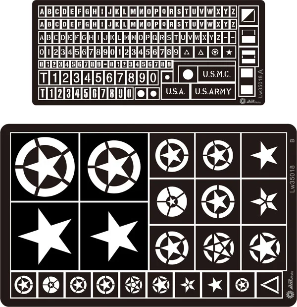 AM-WORKS LW35018 1/35 WWII U.S. Vehicle Marking - Stencil Mask