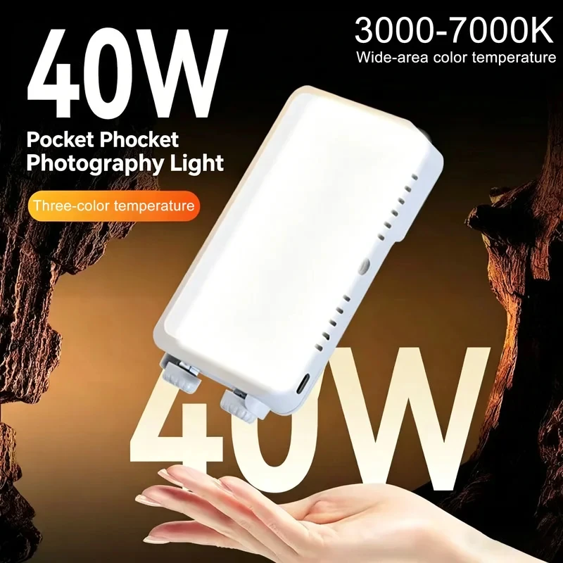 New 40W Portable Mini LED Fill Light Pocket-sized Photography Light with Built-in Battery Adjustable Dual-colour Soft LED Light